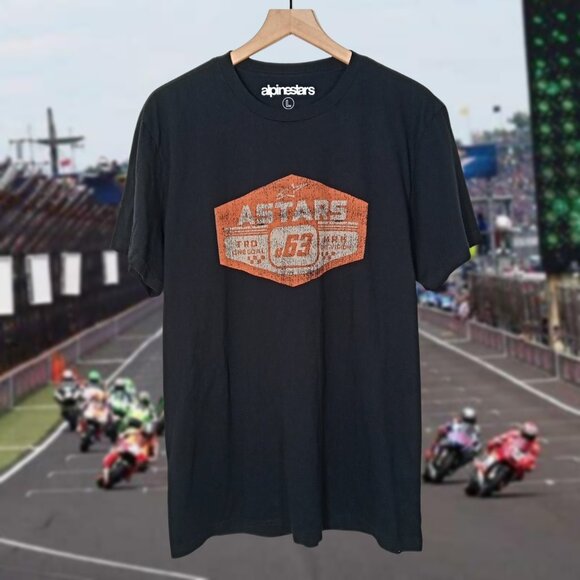Alpinestars Mens Graphic Crew Neck T-Shirt Black Cotton Short Sleeves Size L - Picture 2 of 7